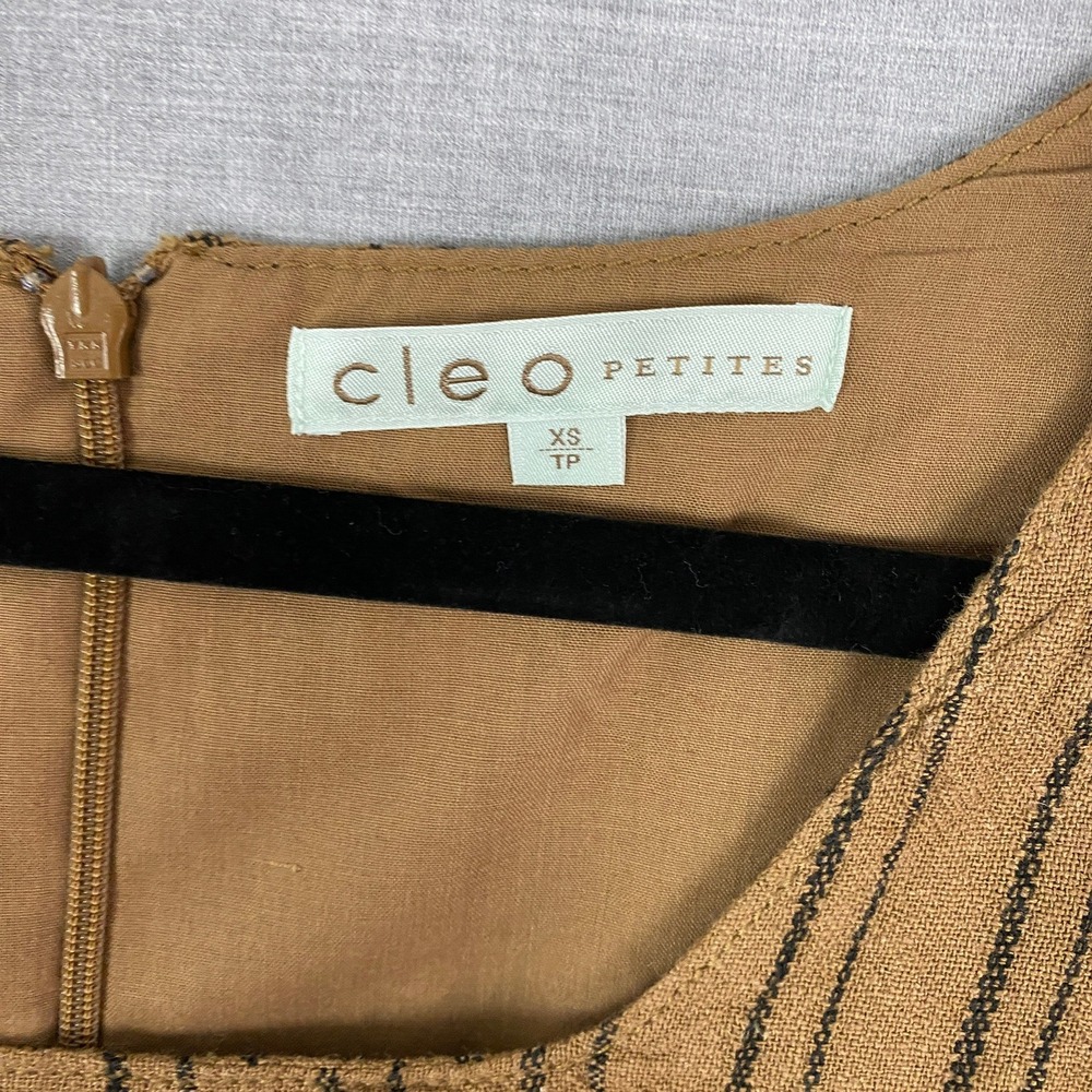 Cleo Petites Shift Dress Brown Striped Sleeveless Square Neck XS NEW with tags - Picture 4 of 8